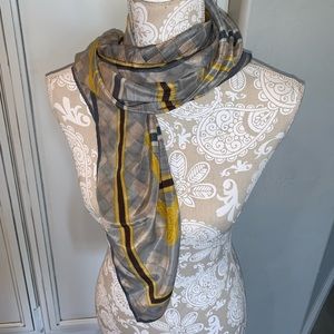 Anne Klein VTG 100% Silk Gold grey 30x30 Scarf